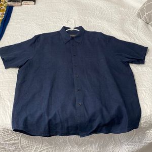 Eddie Bauer Mens Large dark blue button down dress shirt.